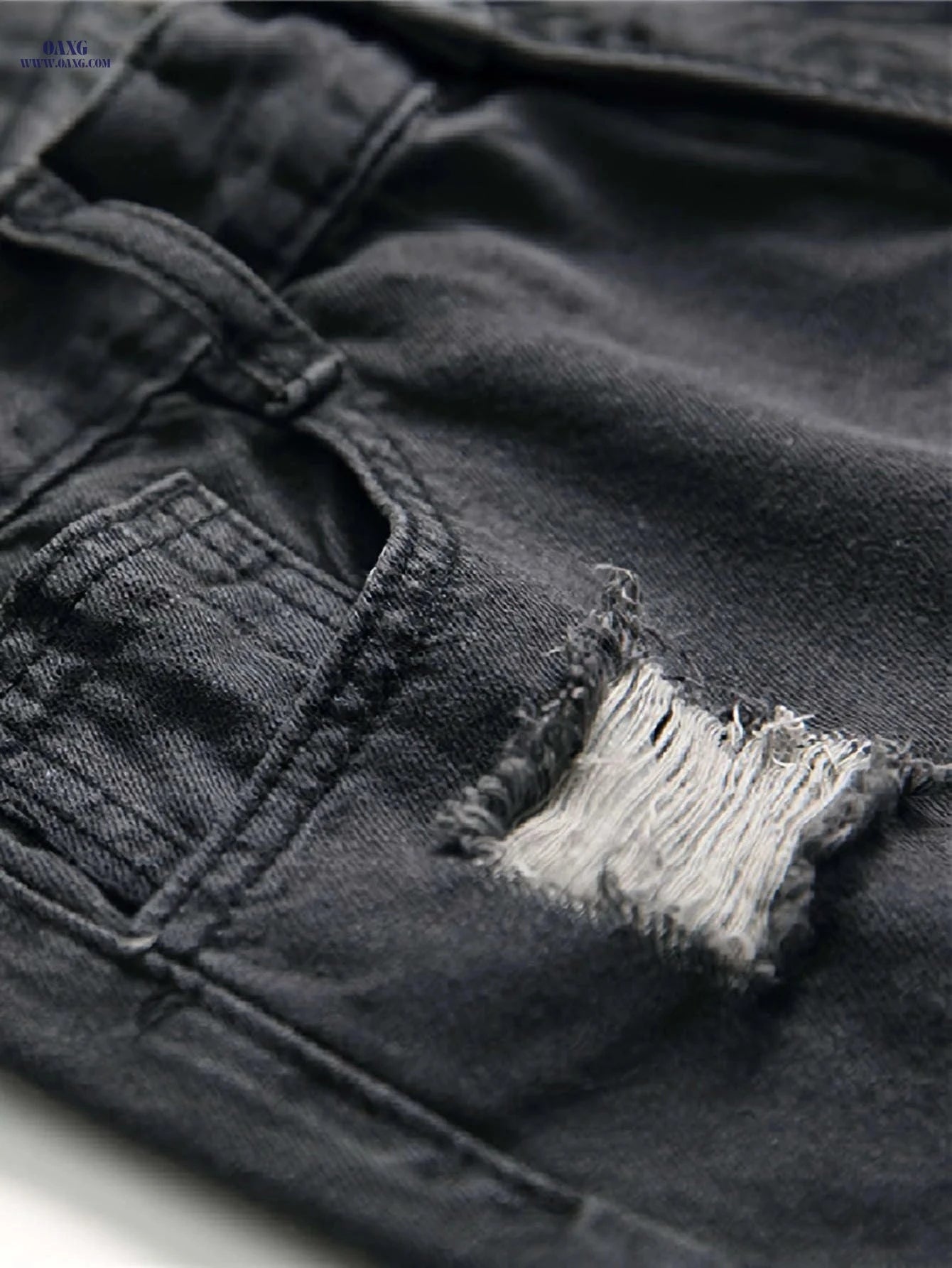 Men's Slim-Fit Distressed Faux Denim - Ripped Casual Style   OAXG 
