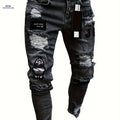 Men's Slim-Fit Distressed Faux Denim - Ripped Casual Style   OAXG Grey / FR S