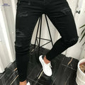 Men's Slim-Fit Distressed Ripped Jeans - Comfortable Stretch Denim Wear   OAXG 