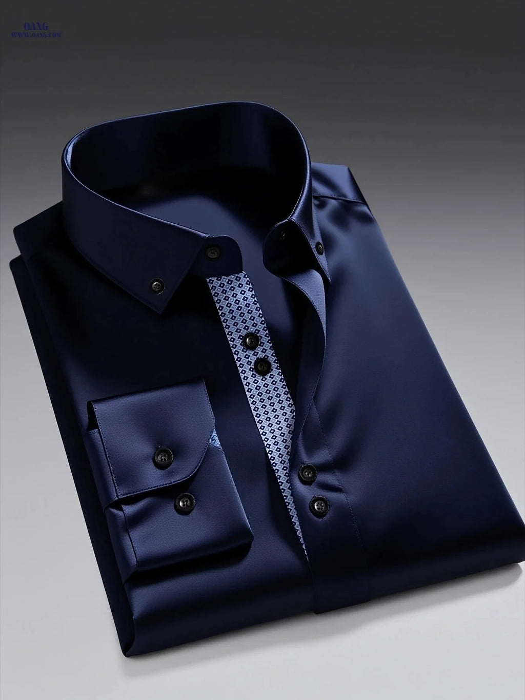 Men's Slim Fit Dress Shirt - Diamond Lattice Polyester, All-Season   OAXG Light Blue / FR S