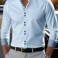 Men's Slim Fit Dress Shirt - Diamond Lattice Polyester, All-Season   OAXG Light Blue / FR S