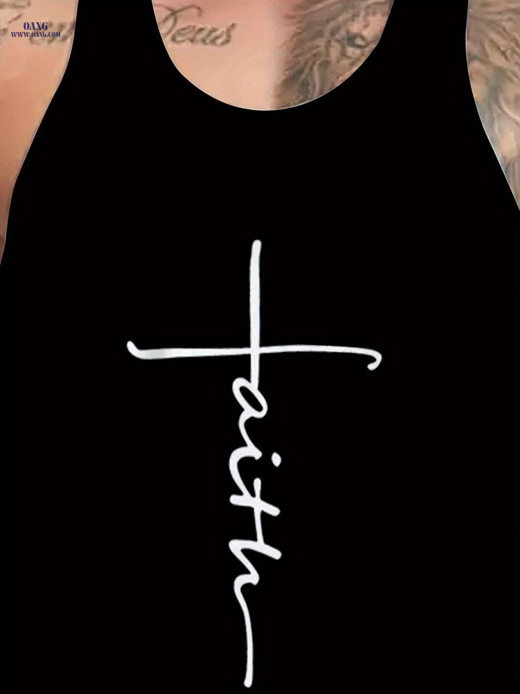 Men's Slim Fit "Faith" Tank Top - Breathable Sleeveless Summer Shirt   OAXG Black / M