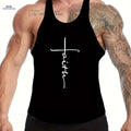Men's Slim Fit "Faith" Tank Top - Breathable Sleeveless Summer Shirt   OAXG Black / M
