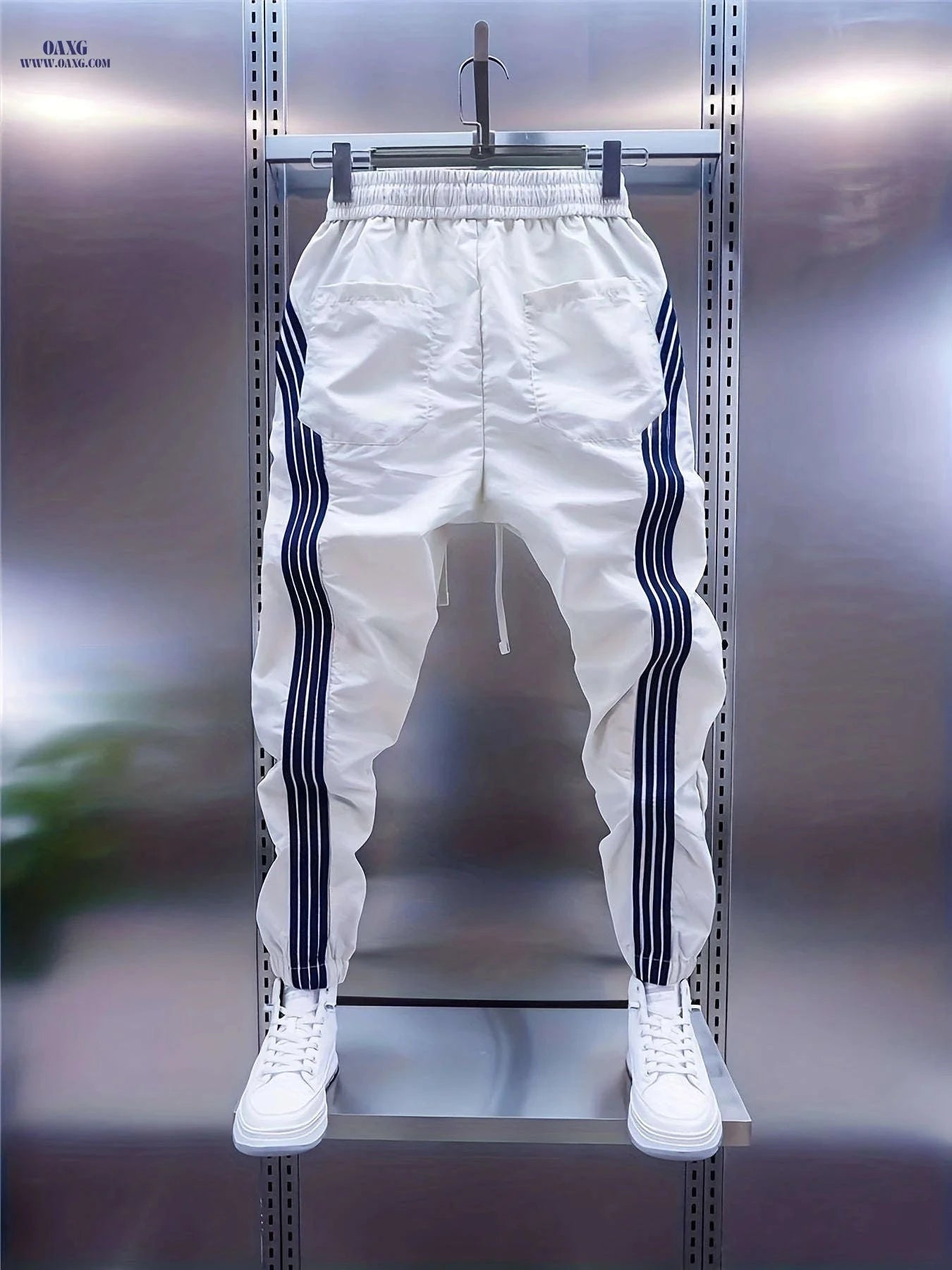 Men's Slim-Fit Harem Pants - Geometric, Full-Length Cargo Pockets   OAXG 