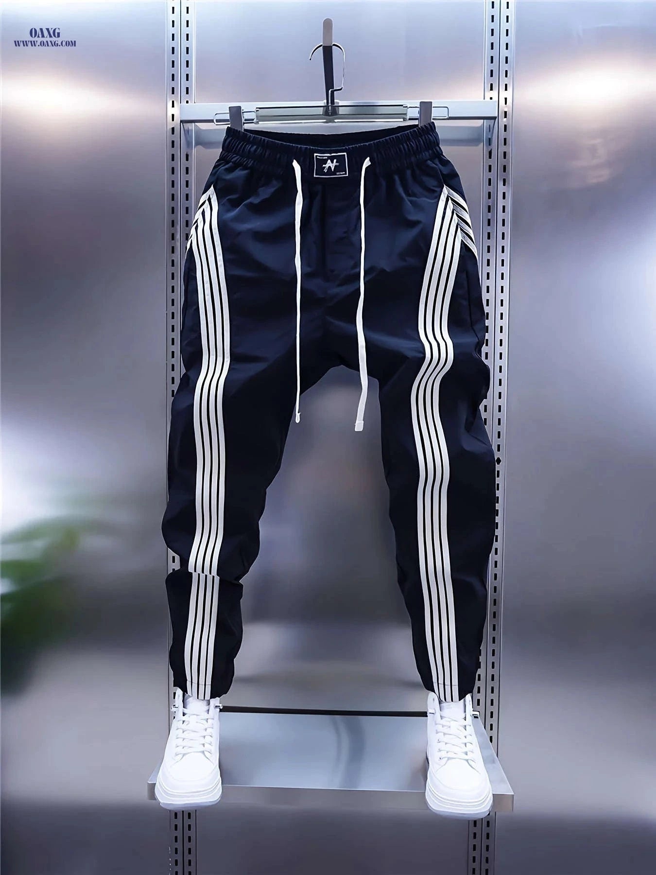 Men's Slim-Fit Harem Pants - Geometric, Full-Length Cargo Pockets   OAXG 