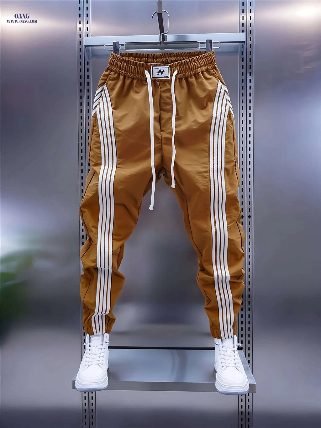 Men's Slim-Fit Harem Pants - Geometric, Full-Length Cargo Pockets   OAXG 