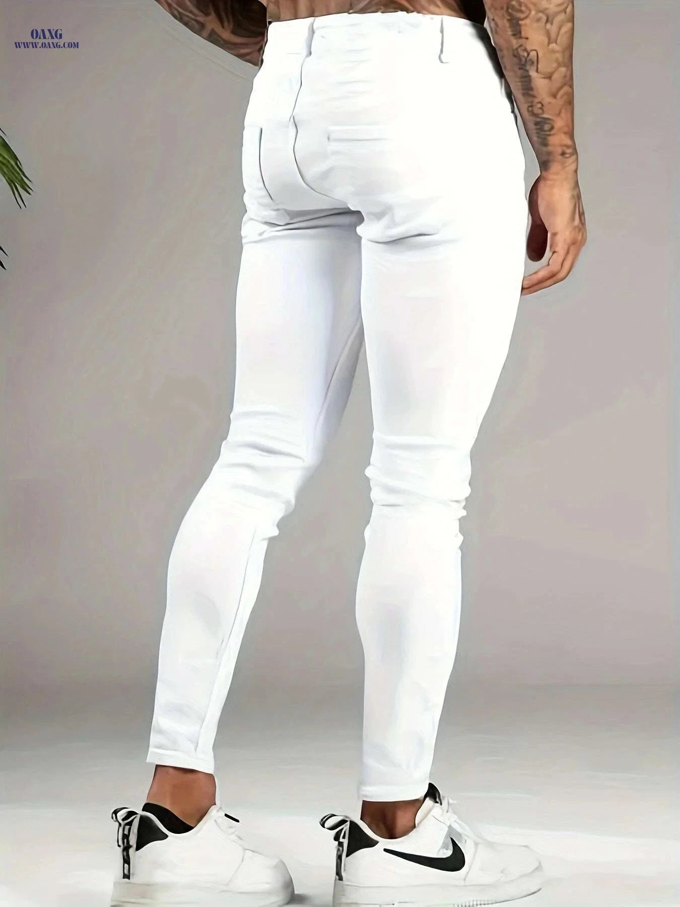 Men's Slim-Fit Jeans - All-Season Stretchable Casual Trousers   OAXG White / XS