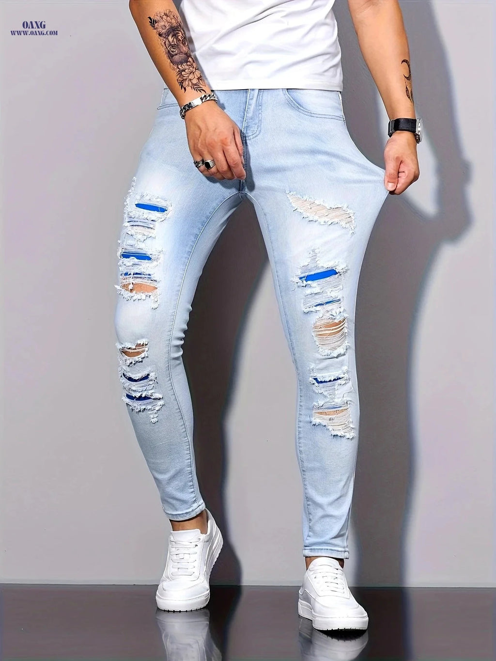 Men's Slim Fit Jeans - Casual Skinny Denim for All Seasons   OAXG 