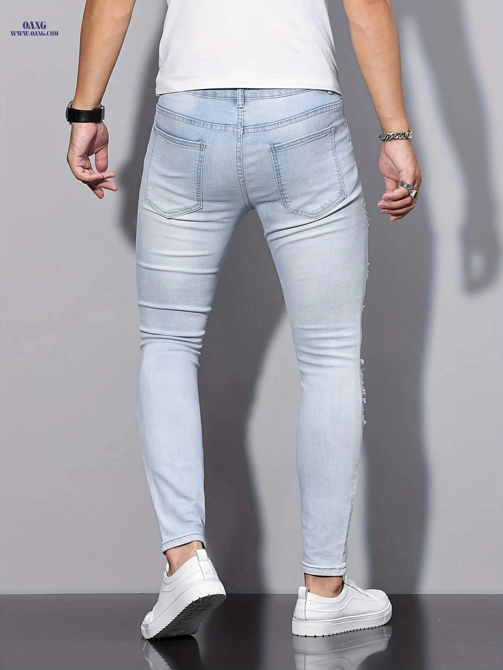 Men's Slim Fit Jeans - Casual Skinny Denim for All Seasons   OAXG 