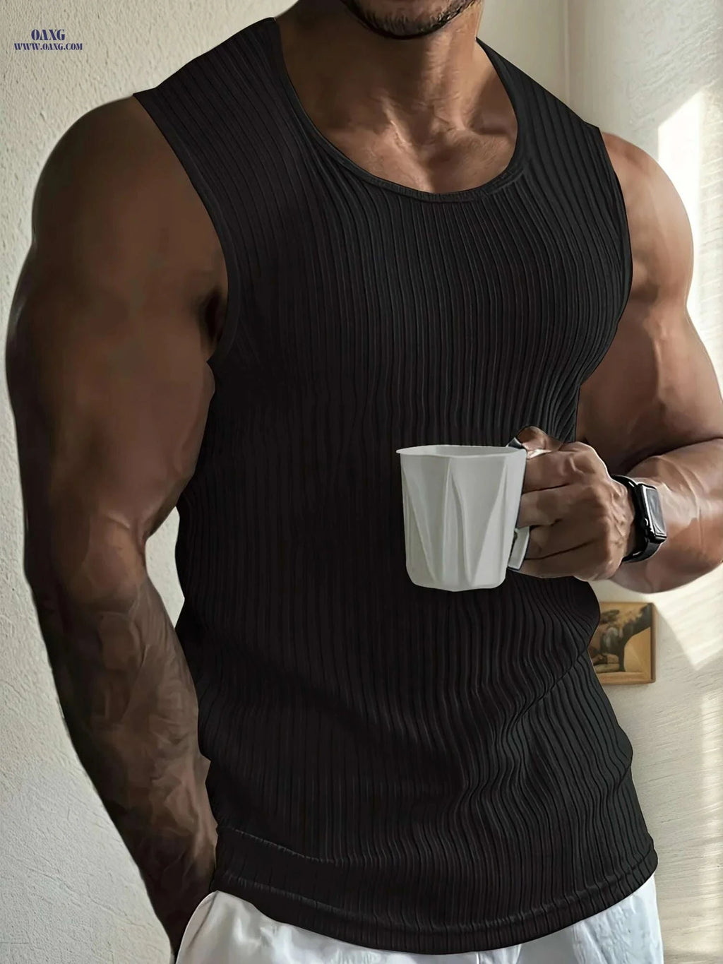 Men's Slim Fit Knit Tank Top - Breathable Sleeveless Gym Apparel   OAXG 