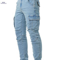 Men's Slim Fit Multi Pocket Jeans - Casual Medium Stretch Denim   OAXG 