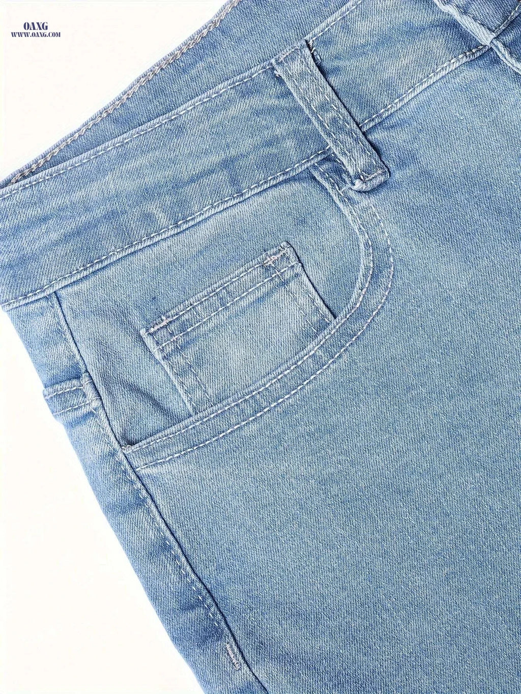 Men's Slim Fit Ripped Denim Jeans - Stylish Stretch Casual Pants   OAXG Royal Blue / S