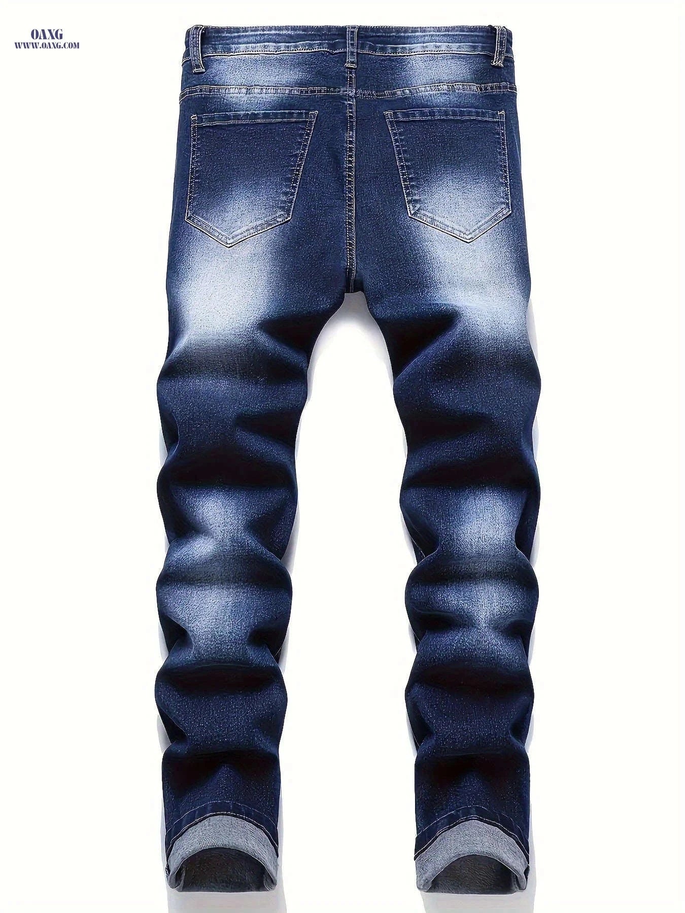 Men's Slim Fit Ripped Jeans - Casual Stretch Denim with Pockets   OAXG 