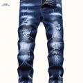 Men's Slim Fit Ripped Jeans - Casual Stretch Denim with Pockets   OAXG 