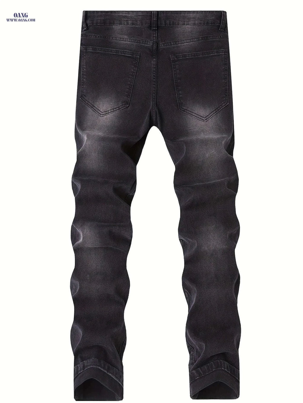 Men's Slim Fit Ripped Jeans - Casual Stretch Denim with Pockets   OAXG Blue / FR 38
