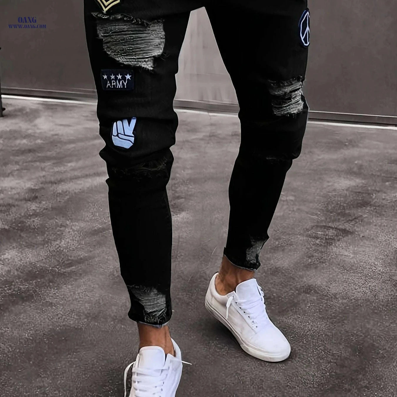Men's Slim-Fit Ripped Skinny Jeans - Stylish Stretch Denim   OAXG 209 / FR S