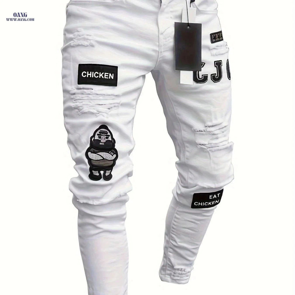 Men's Slim-Fit Ripped Skinny Jeans - Stylish Stretch Denim   OAXG 209 / FR S