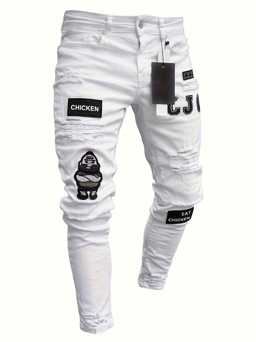 Men's Slim-Fit Ripped Skinny Jeans - Stylish Stretch Denim   OAXG 