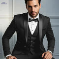 Men's Slim Fit Shawl Collar Suit - Three-Piece Holiday & Wedding Attire   OAXG 