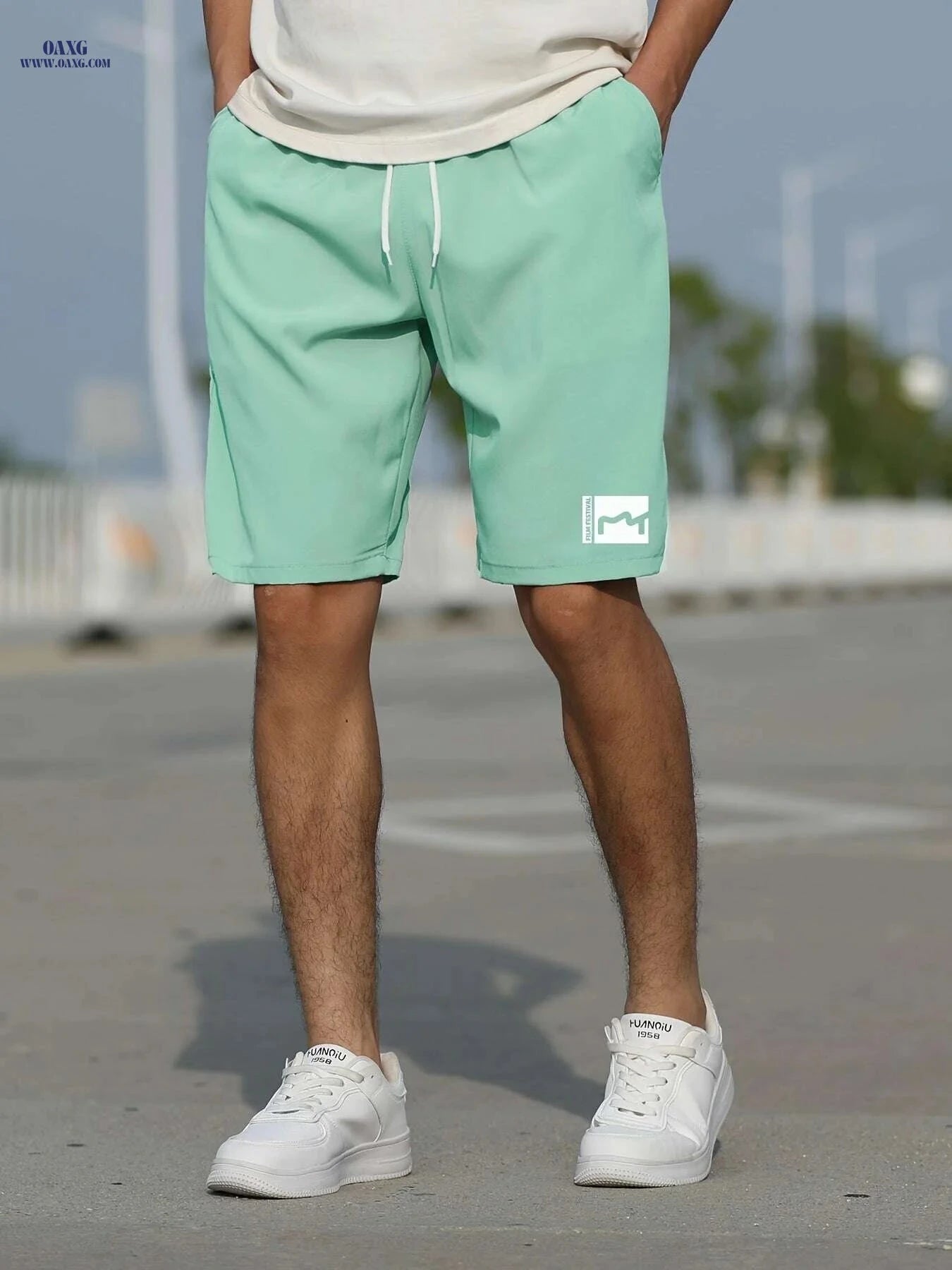 Men's Slim Fit Shorts with Pockets - Casual Summer Graphic Style   OAXG grey / S