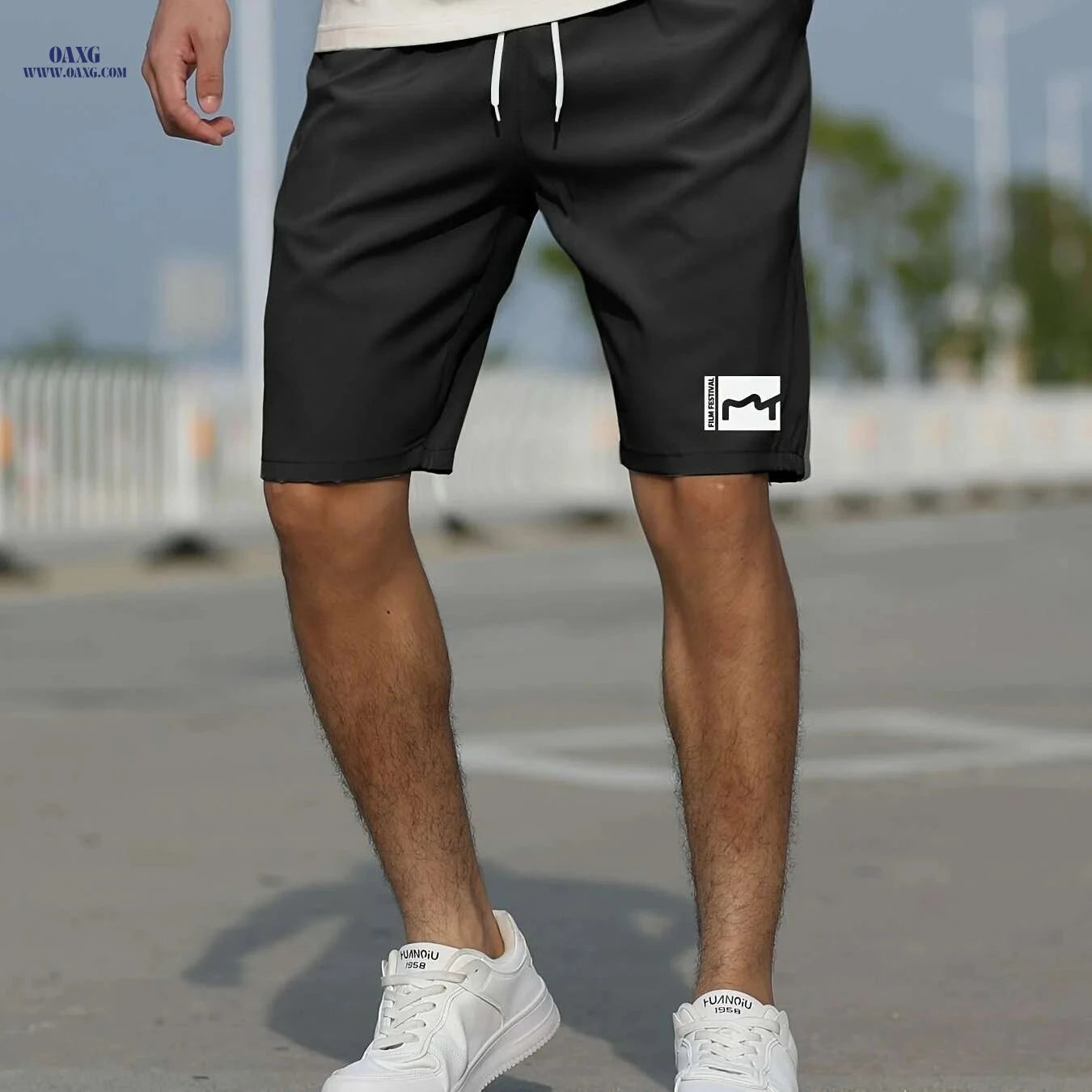 Men's Slim Fit Shorts with Pockets - Casual Summer Graphic Style   OAXG grey / S