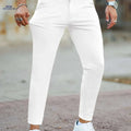 Men's Slim-Fit Skinny Pants - Solid Color Casual Trousers   OAXG 