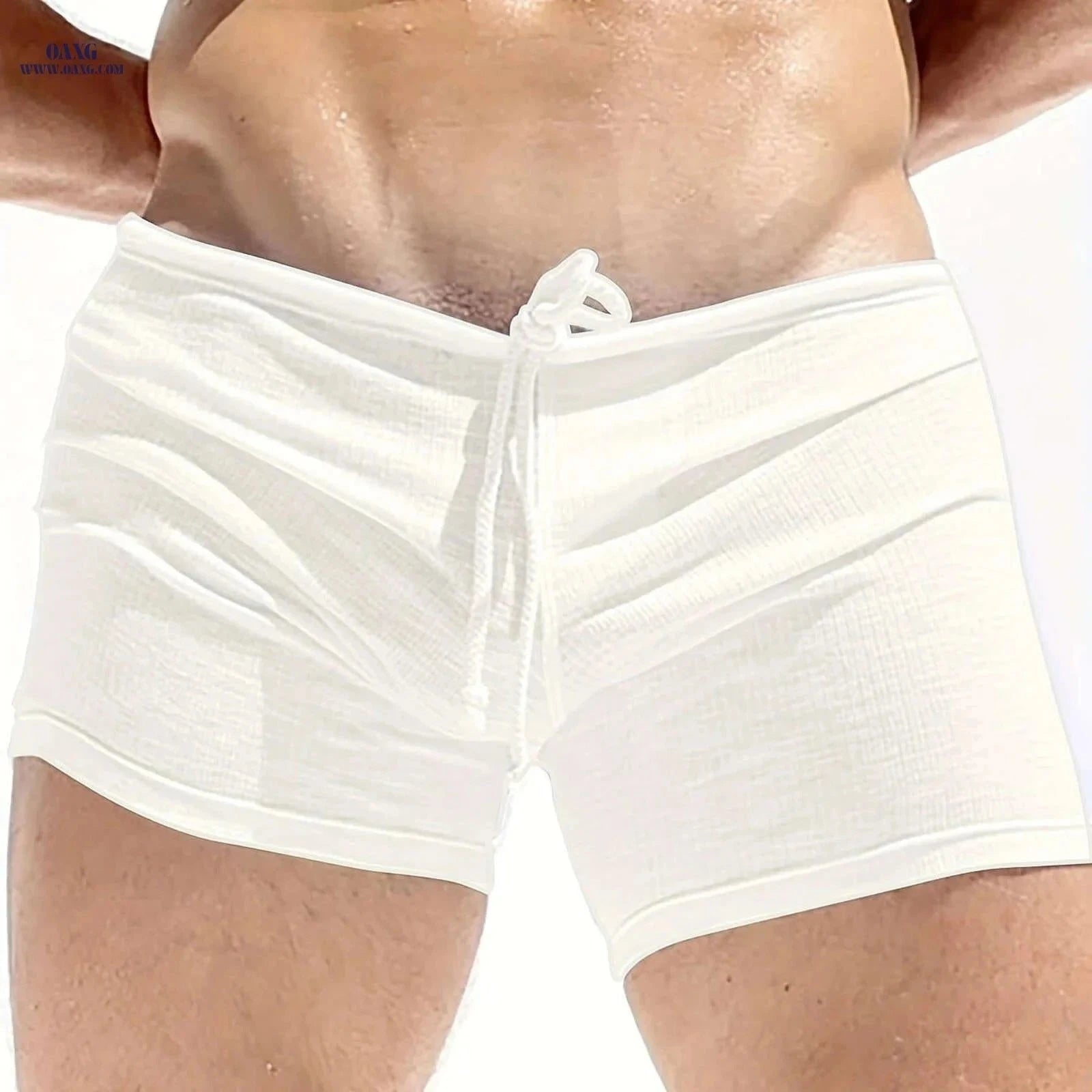 Men's Slim-Fit Solid Color Gym Shorts - High Stretch for Workouts   OAXG White / FR S