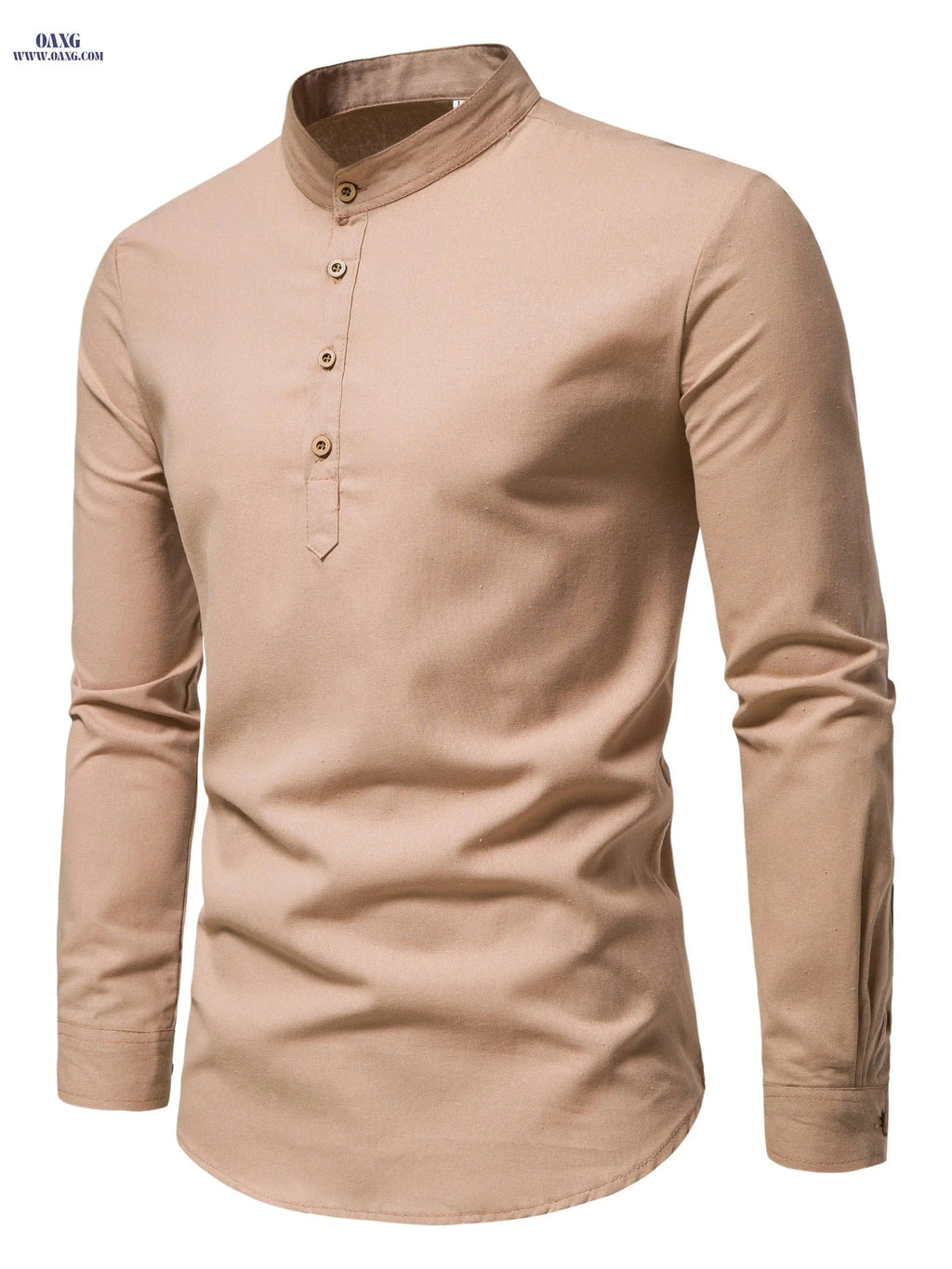 Men's Slim Fit Solid Color Long-Sleeve Shirt - Business Casual   OAXG 