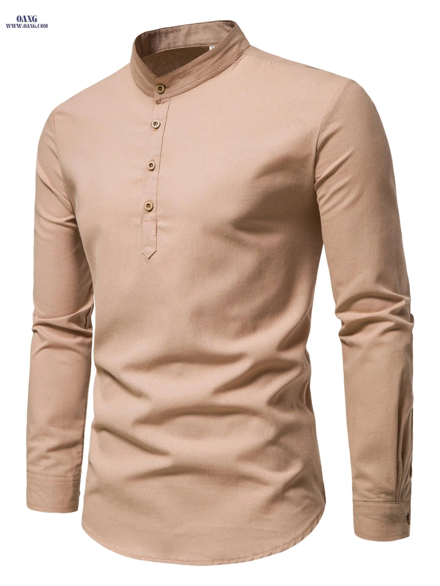 Men's Slim Fit Solid Color Long-Sleeve Shirt - Business Casual   OAXG 