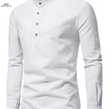 Men's Slim Fit Solid Color Long-Sleeve Shirt - Business Casual   OAXG 