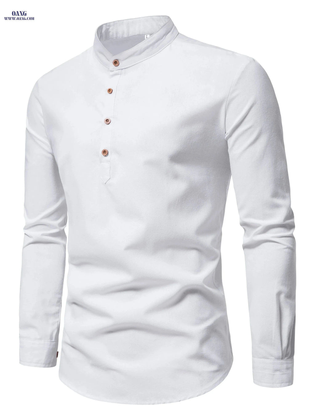 Men's Slim Fit Solid Color Long-Sleeve Shirt - Business Casual   OAXG 