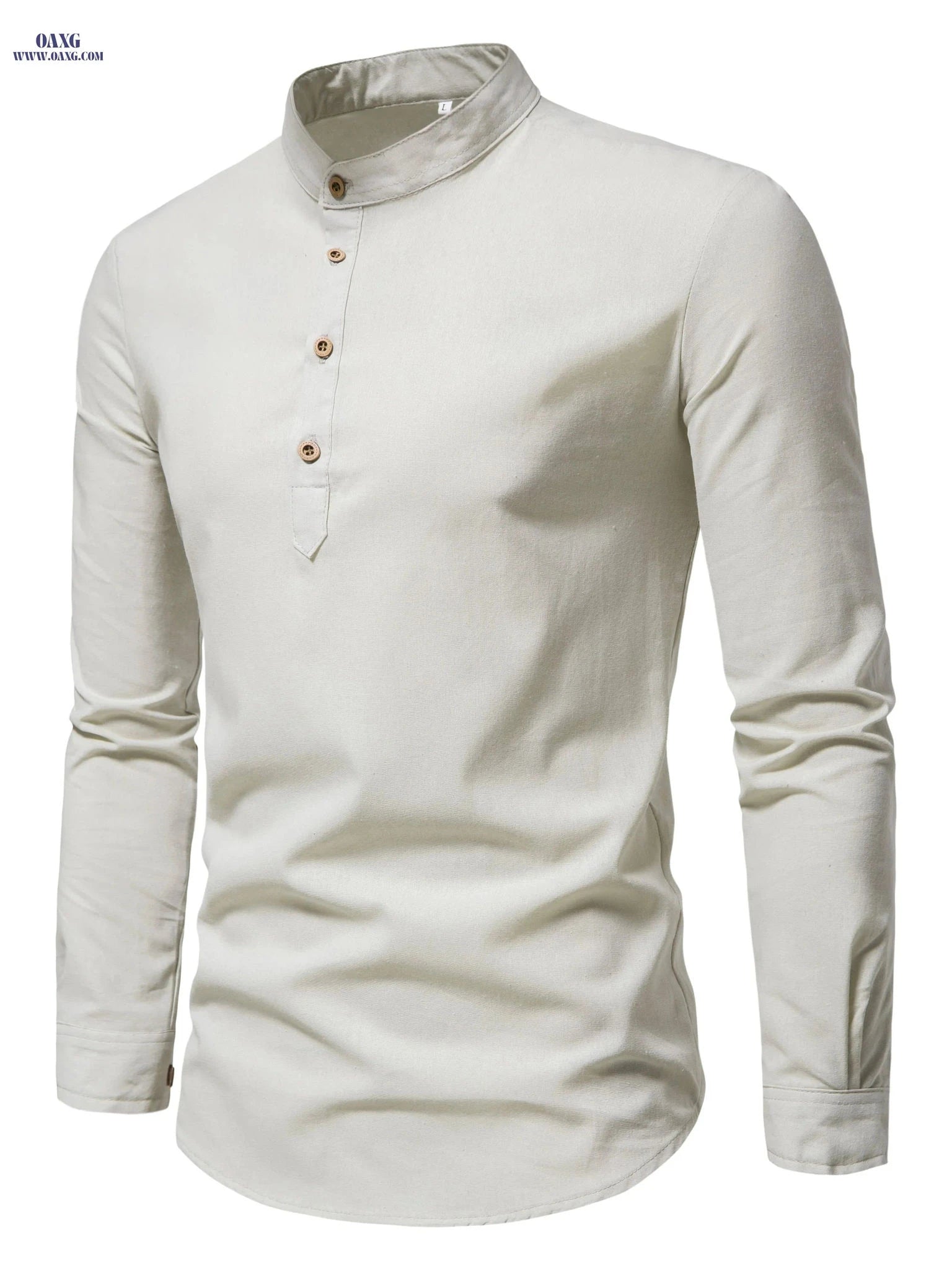Men's Slim Fit Solid Color Long-Sleeve Shirt - Business Casual   OAXG 