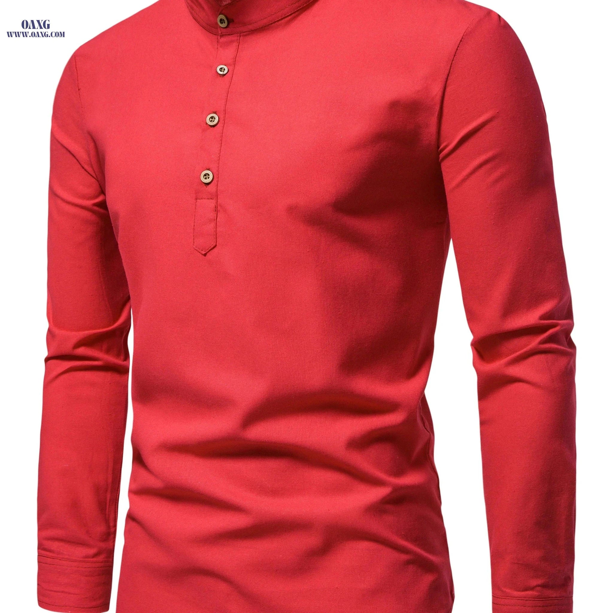 Men's Slim Fit Solid Color Long-Sleeve Shirt - Business Casual   OAXG 