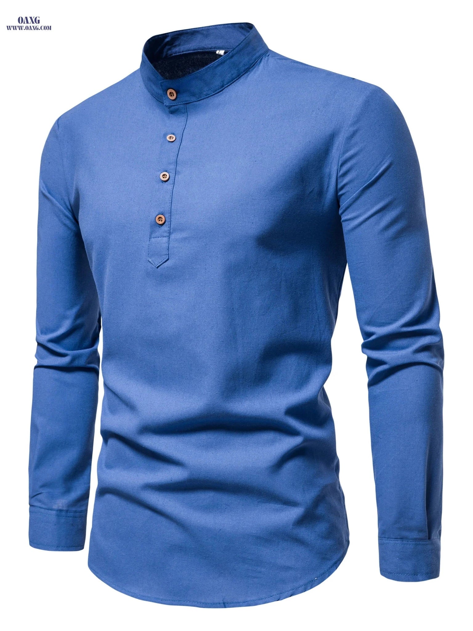 Men's Slim Fit Solid Color Long-Sleeve Shirt - Business Casual   OAXG White / FR S