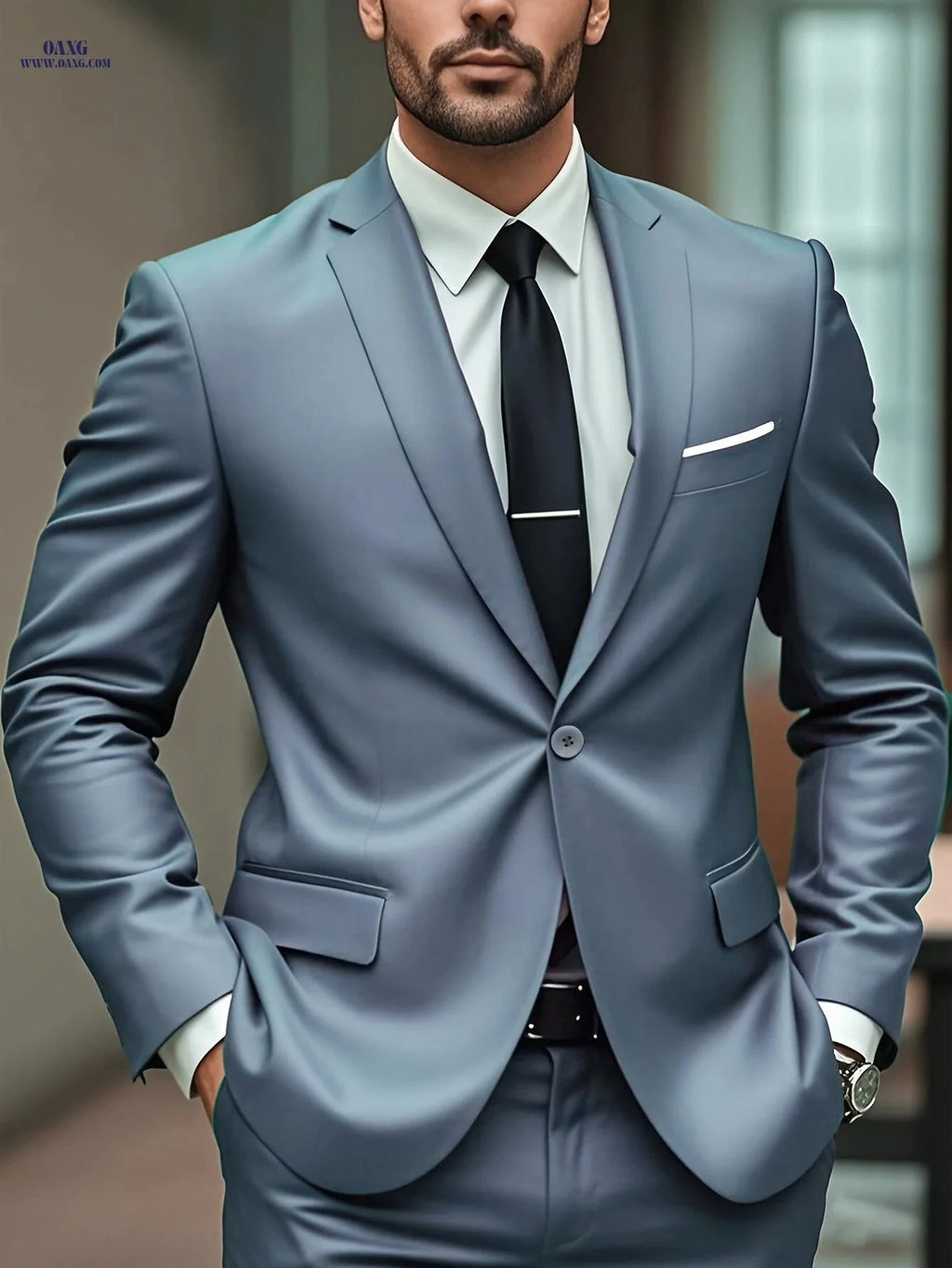 Men's Slim-Fit Solid Jacket - Light Business Style for Weddings   OAXG 