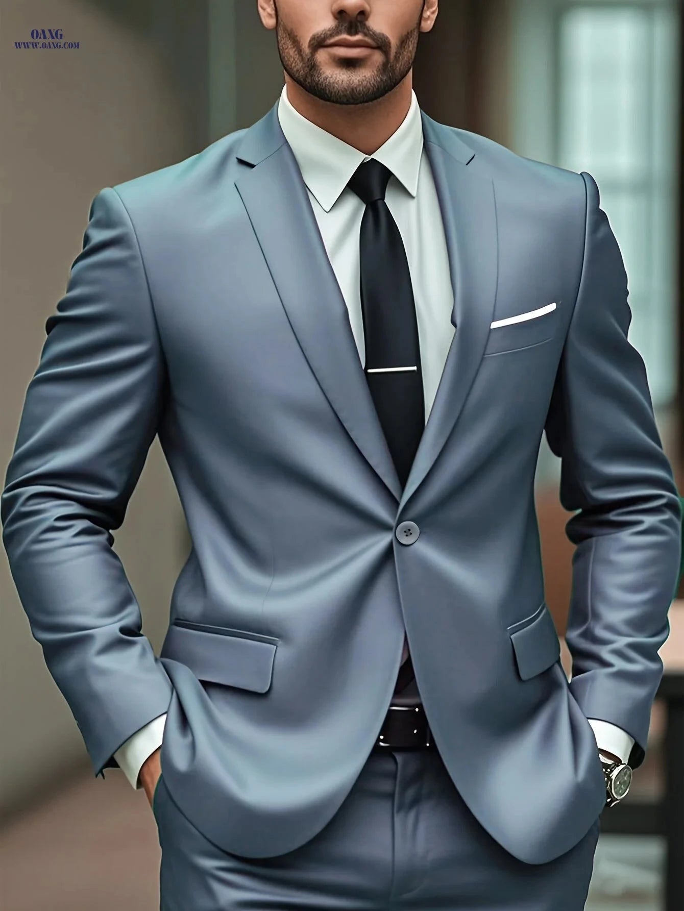 Men's Slim-Fit Solid Jacket - Light Business Style for Weddings   OAXG 