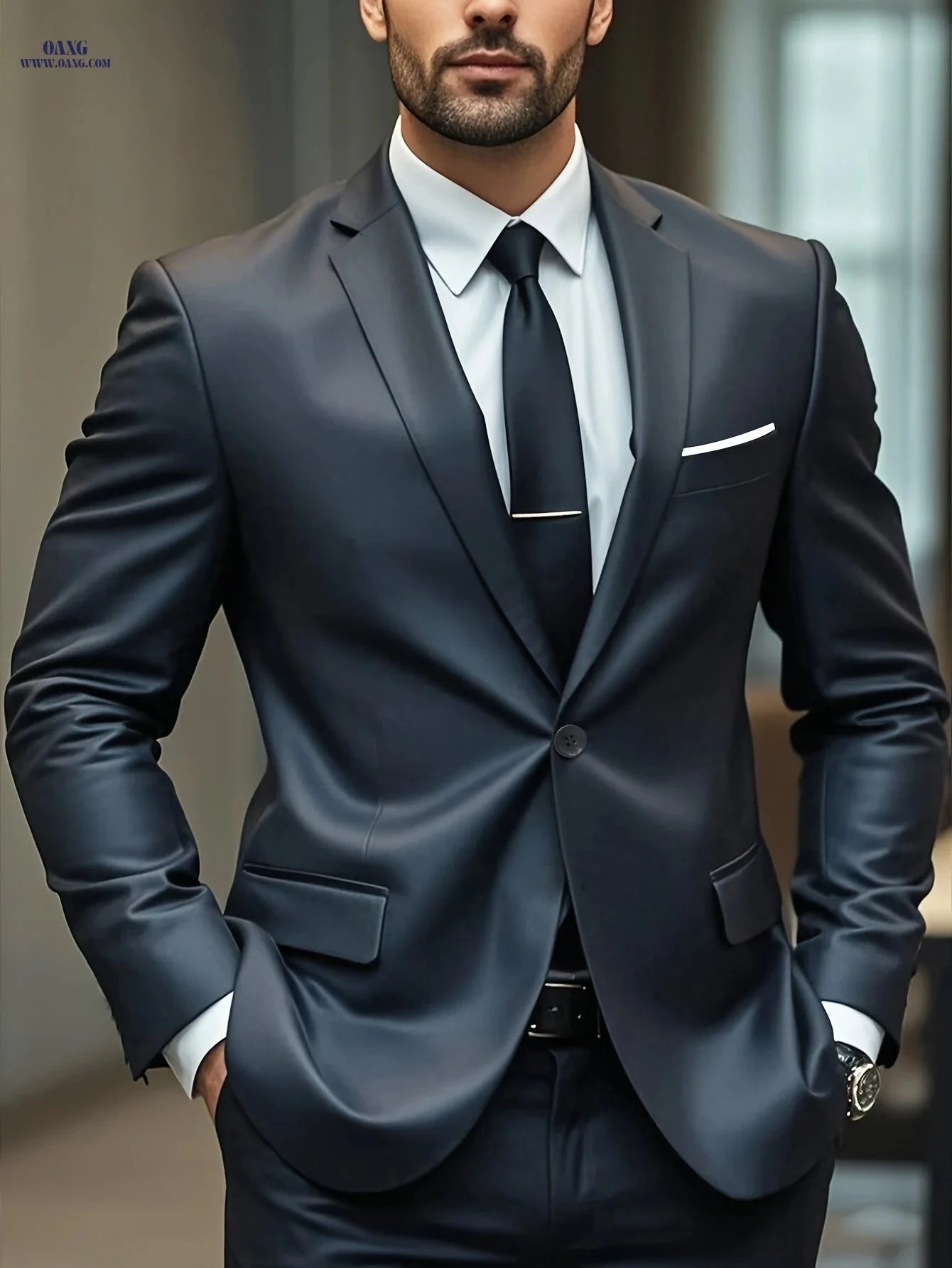 Men's Slim-Fit Solid Jacket - Light Business Style for Weddings   OAXG 