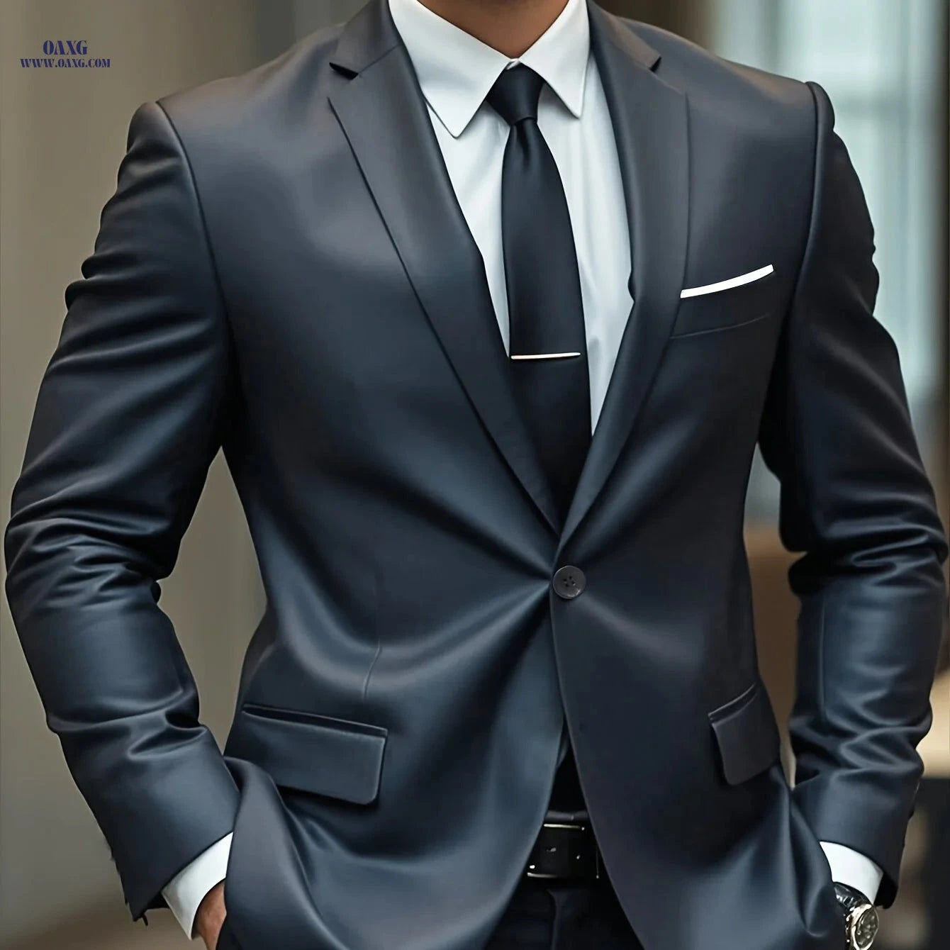 Men's Slim-Fit Solid Jacket - Light Business Style for Weddings   OAXG 