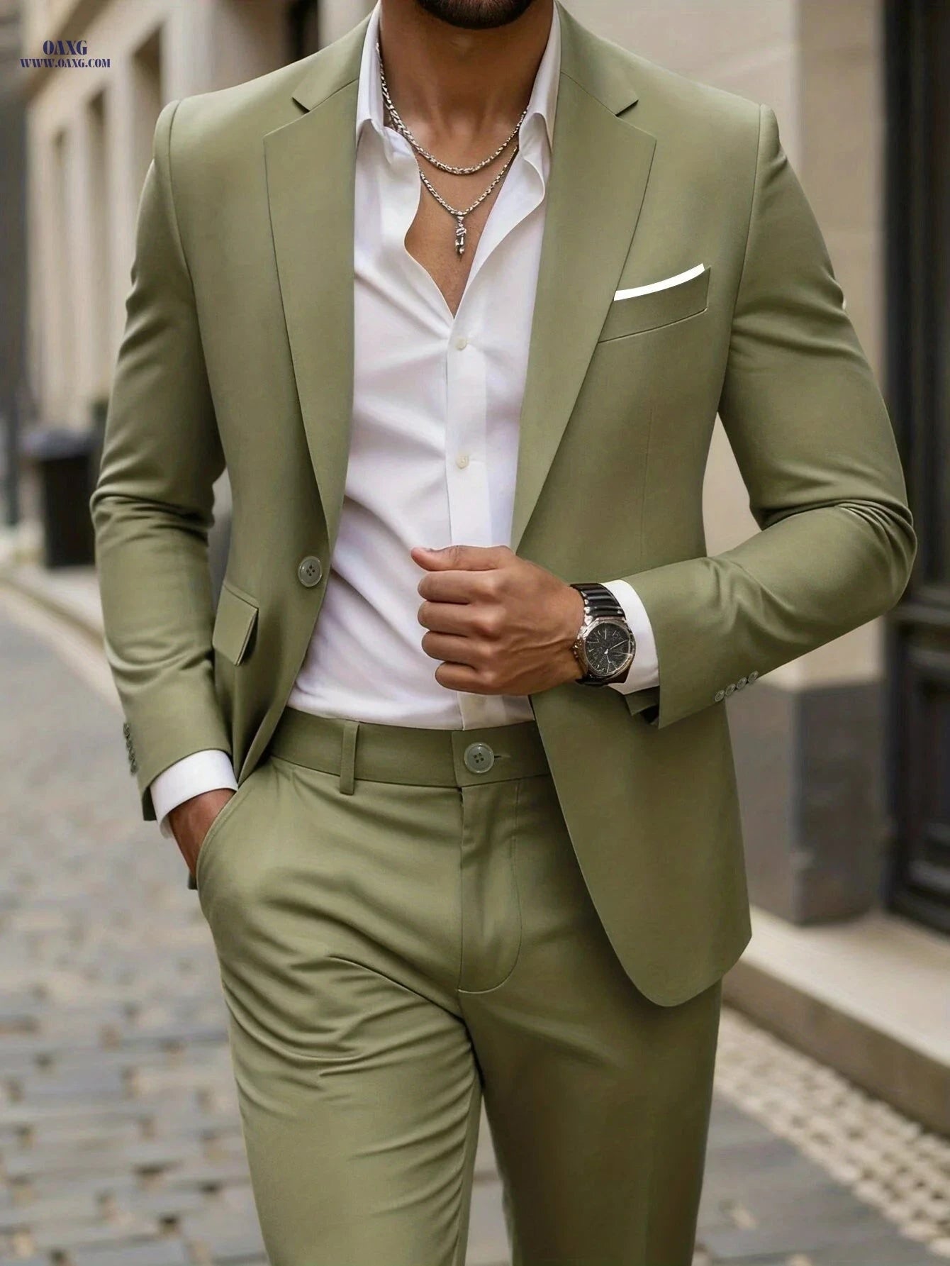 Men's Slim-Fit Solid Jacket - Light Business Style for Weddings   OAXG Peacock Blue / FR S