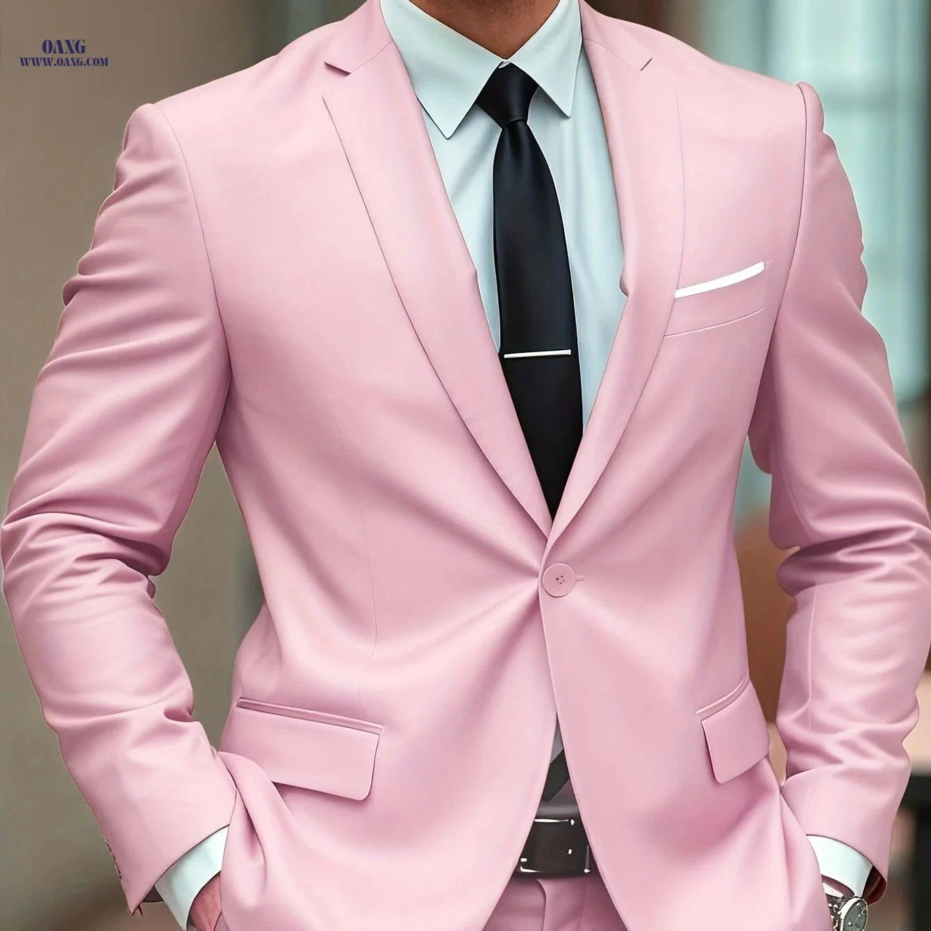Men's Slim-Fit Solid Jacket - Light Business Style for Weddings   OAXG Peacock Blue / FR S