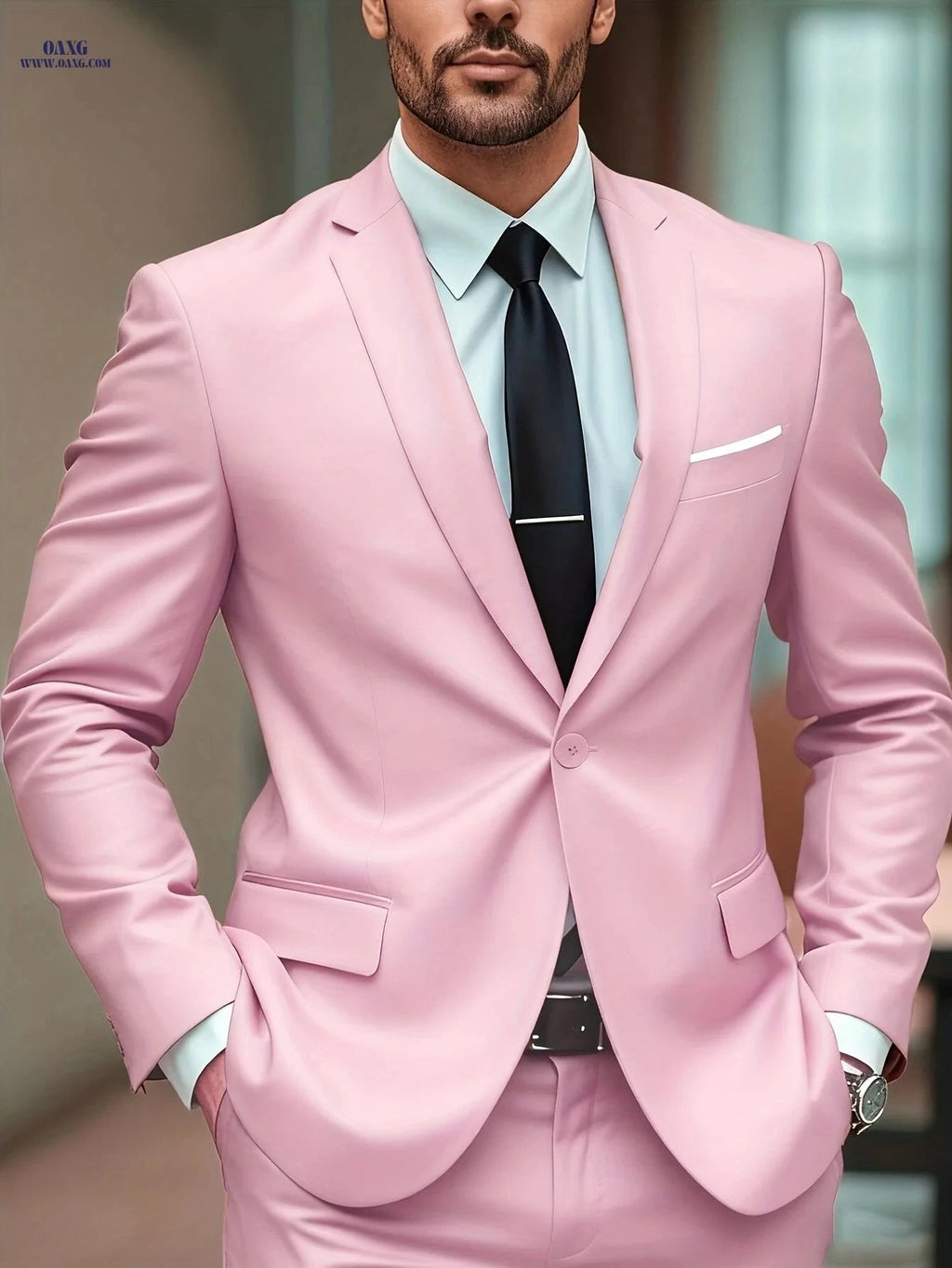 Men's Slim-Fit Solid Jacket - Light Business Style for Weddings   OAXG 