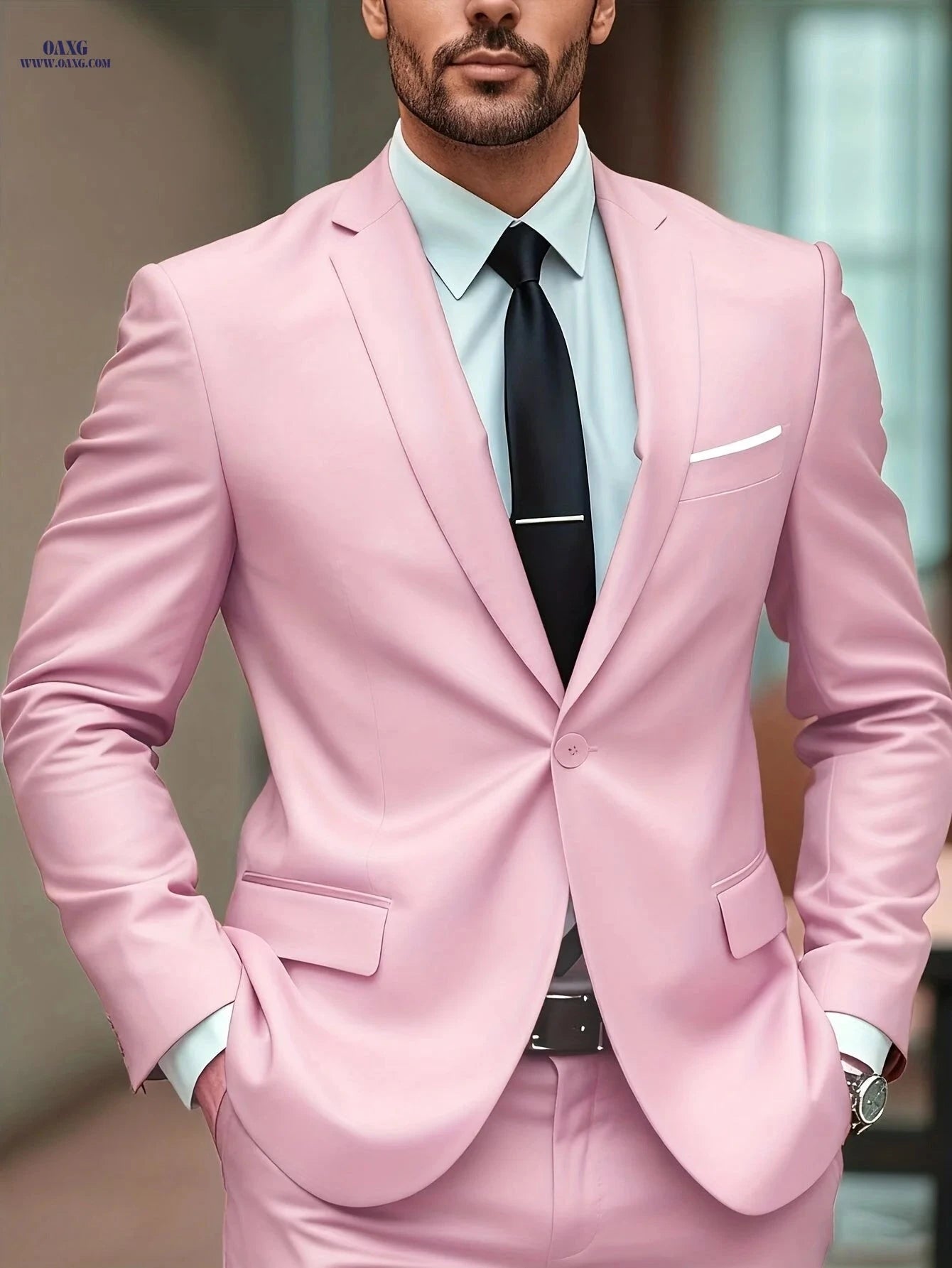 Men's Slim-Fit Solid Jacket - Light Business Style for Weddings   OAXG 