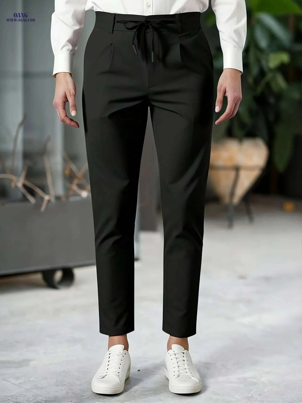 Men’s Slim-Fit Stretch Ankle Pants - Comfortable Dress Trousers   OAXG 