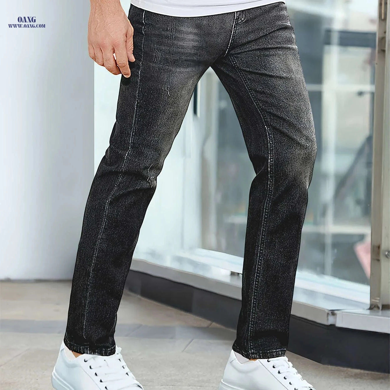 Men's Slim-fit Stretch Denim Pants - All-Season Minimalist Design   OAXG 