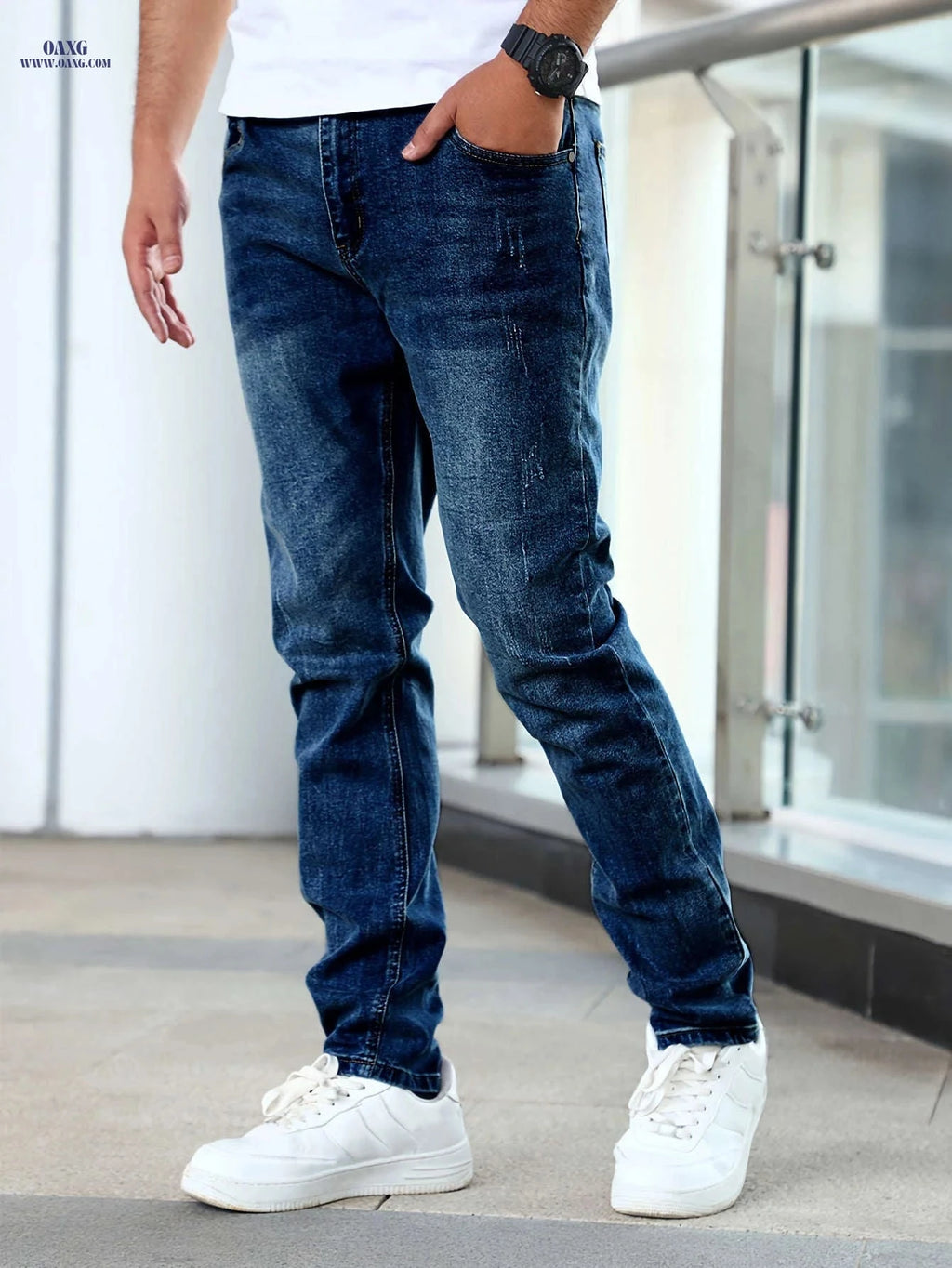Men's Slim-fit Stretch Denim Pants - All-Season Minimalist Design   OAXG 