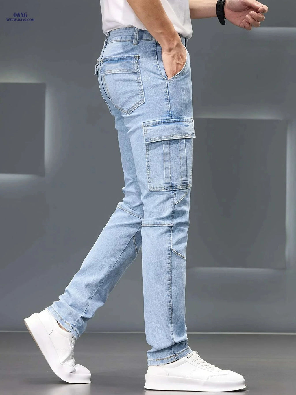 Men's Slim-Fit Stretch Jeans - All-Comfort Mid-Rise Casual Pants   OAXG 