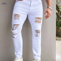 Men's Slim Fit Stretch Ripped Jeans - Casual All-Season Denim   OAXG 