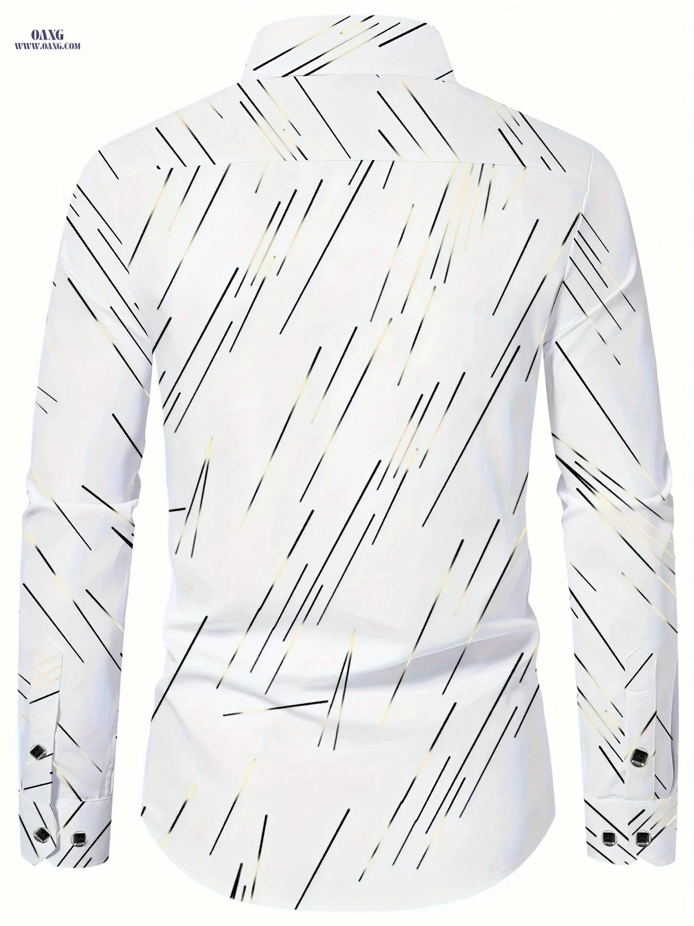 Men's Slim Fit Striped Dress Shirt - Polyester, Fashionable Style   OAXG 