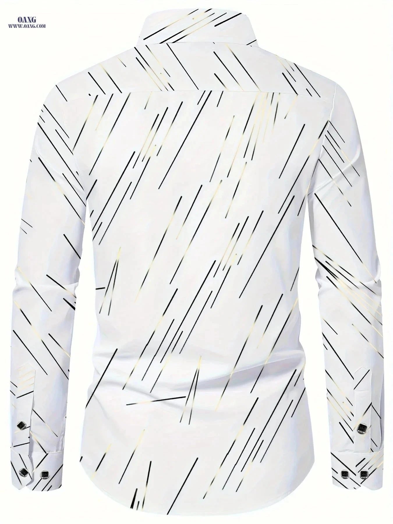 Men's Slim Fit Striped Dress Shirt - Polyester, Fashionable Style   OAXG White / FR S