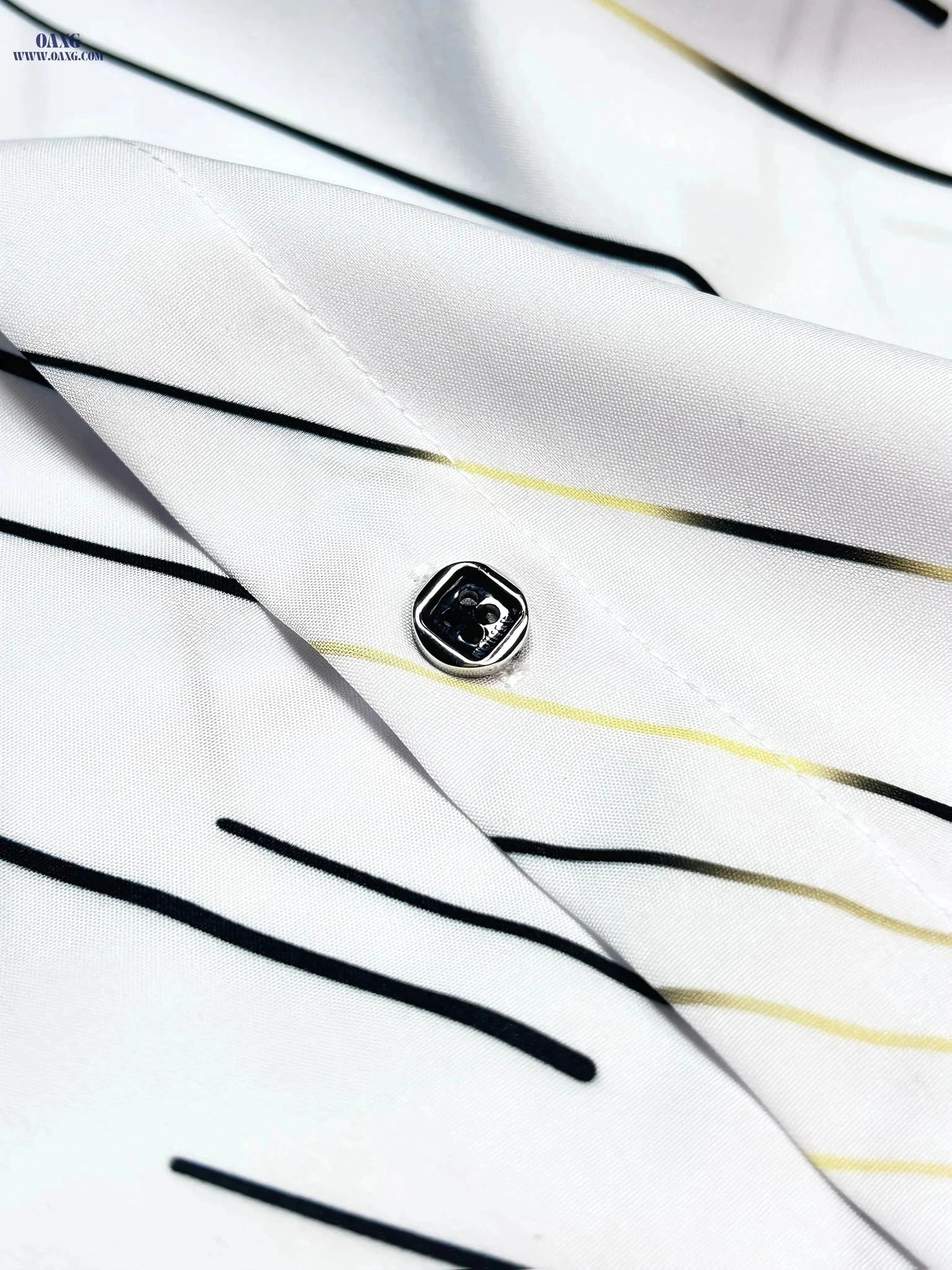 Men's Slim Fit Striped Dress Shirt - Polyester, Fashionable Style   OAXG White / FR S